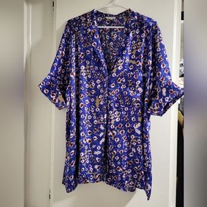 Open Edit Button Down Half Sleeve Cuffed Shirt XL